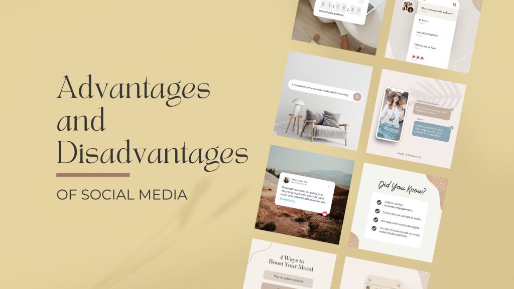 Featured image for advantages and disadvantages of social media with various examples pictured.