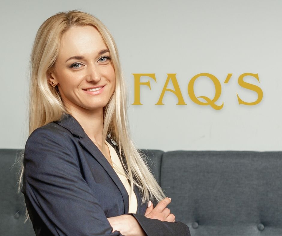 FAQ's image of a woman with folded arems.