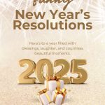 New Year's Resolutions for 2025 gold image with gifts.