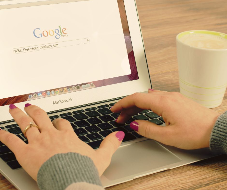 Image of a laptop open to the Google search engines for SEO blog.