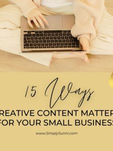 Girl sits on the floor typing on a lap top for 15 Ways Creative Content Matters blog post.