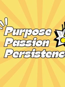 A graphic image in pop art style of Pasion, Purpose, and Persistence for Woman-Owned Small Businesses.