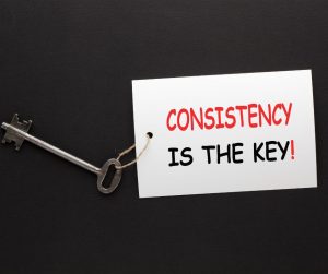 Consistency is the Kay Graphic image for the 3 Cs of small businesses.
