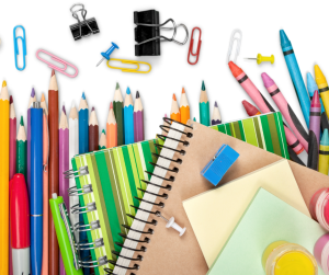 Managing Back to School Anxiety with guest blogger Hannah and an image of school supplies.