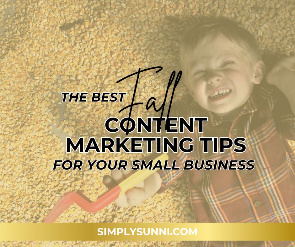 Image of grandson Easton laying a corn for the best Fall Marketing Content Tips for Small Businesses.