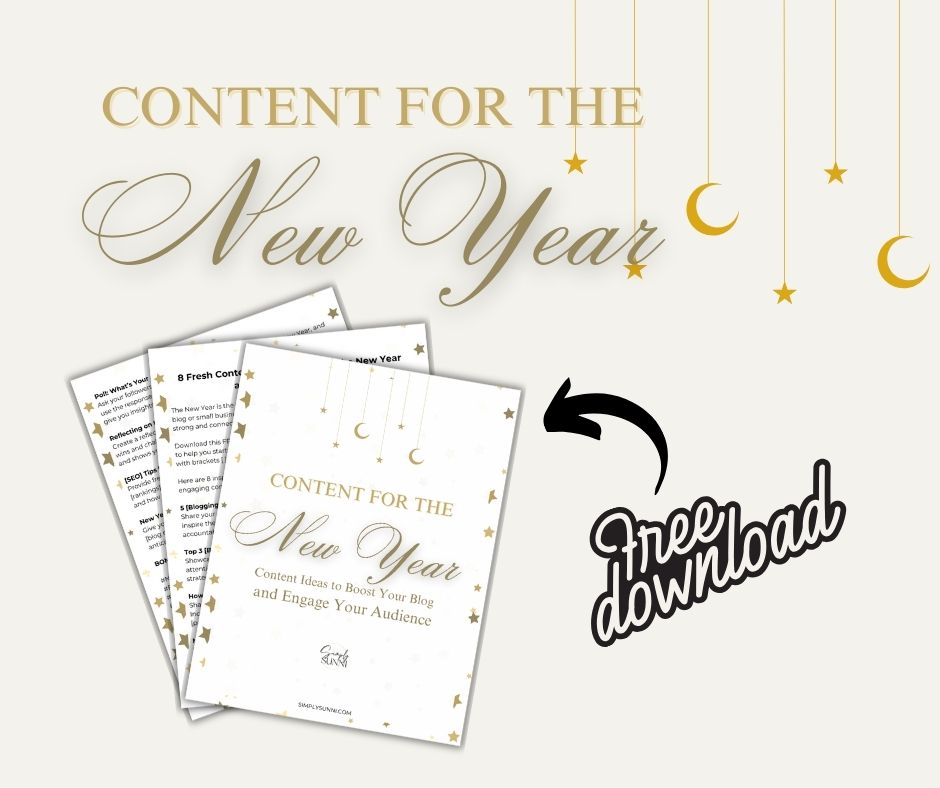 Free New Year Content Ideas printable pdf graphic image for Simply Sunni.