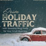Image of a red bug car stuck in the snow for the Drive Holiday Traffic blog post.