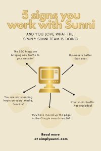 This is an infographic for the 5 reasons why you work with Sunni.