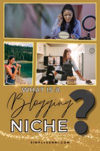 Pinterest pin graphic image featuring a beauty, travel and food blogger for What is a Blogging Niche.