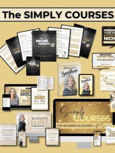 This is an image displaying many of the freebies and courses on the Simply Courses Tab on simplysunni.com and in the Free Resources.