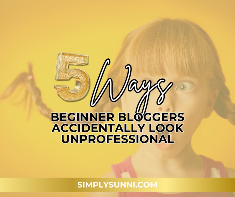 A silly girl who looks like Pippi Longstocking is in the background for 5 Ways Beginner Bloggers Accidentally Look Unprofessional.