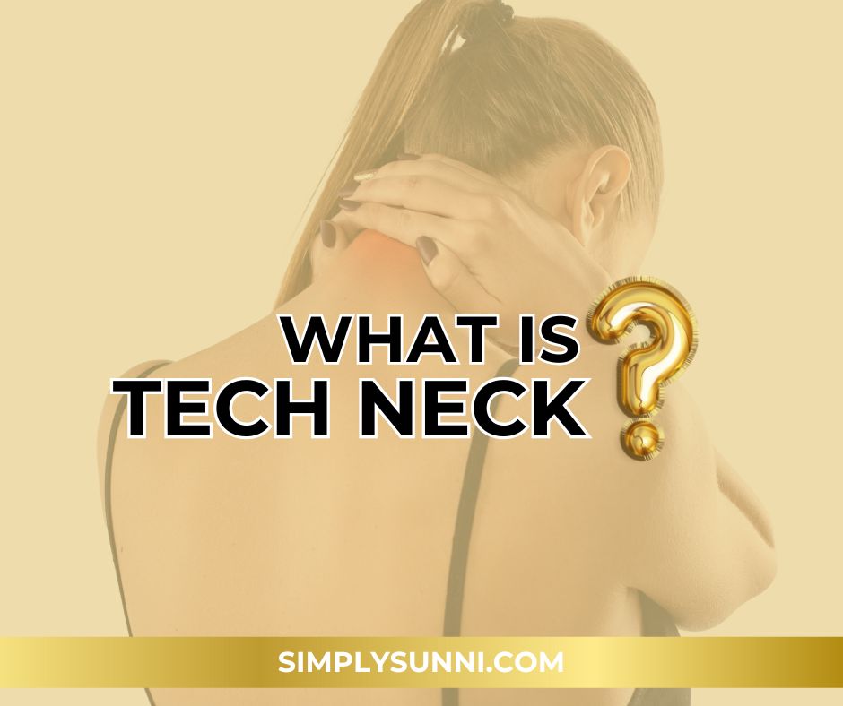 The image of a woman holding her neck for the blog post What is Tech Neck.