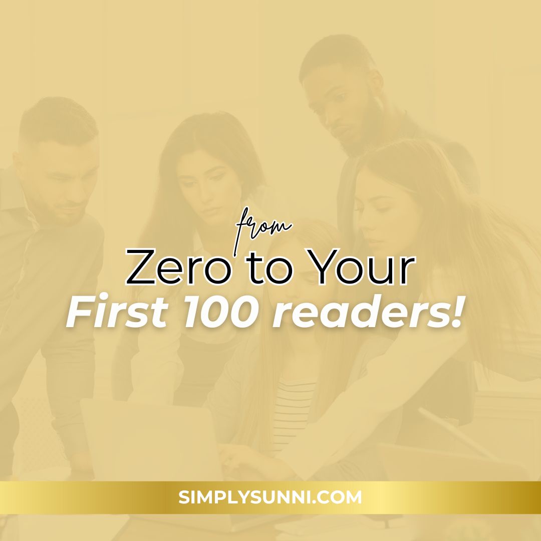 People gathering around a computer to read the latest Simply Sunni blog post "From Zero To First 100 Readers" on blog growth.