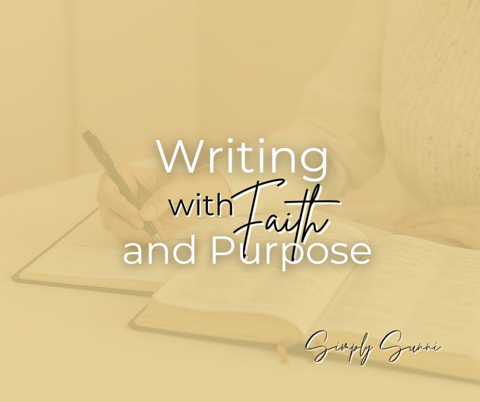 A female hand writing in a journal as she studies the Bible for writing with faith and purpose.